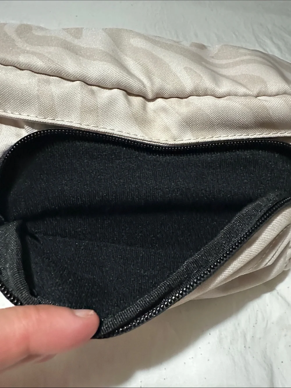 Neutral Zebra-Print Waist Bag with Front Pocket